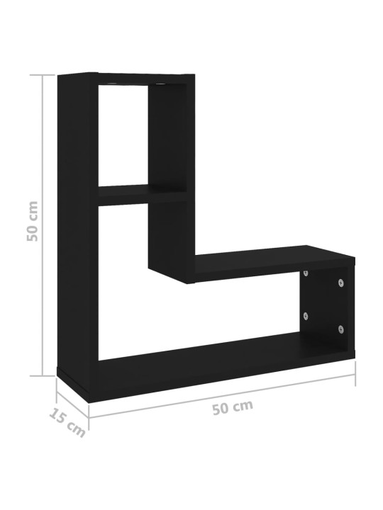 Seinariiulid 2 tk, must, 50x15x50 cm, puitlaastplaat