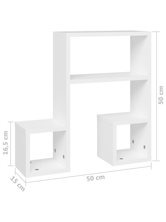 Seinariiulid 2 tk, valge, 50 x 15 x 50 cm, puitlaastplaat