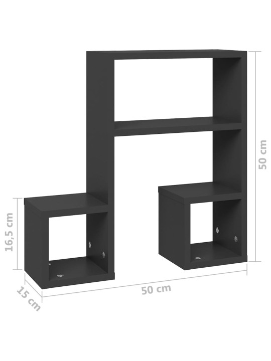 Seinariiulid 2 tk, hall, 50 x 15 x 50 cm, puitlaastplaat