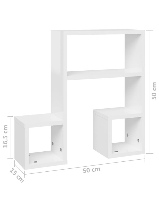 Seinariiulid 2 tk, valge, 50 x 15 x 50 cm, puitlaastplaat