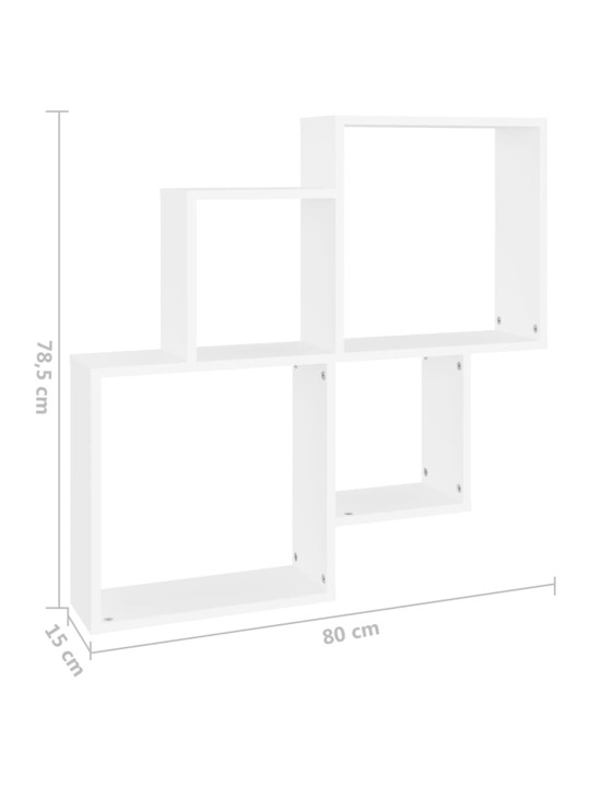 Kuubikukujuline seinariiul, valge 80x15x78,5 cm, puitlaastplaat