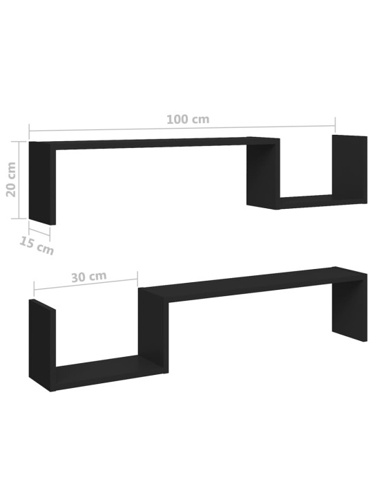 Seinariiulid, 2 tk, must, 100 x 15 x 20 cm, puitlaastplaat