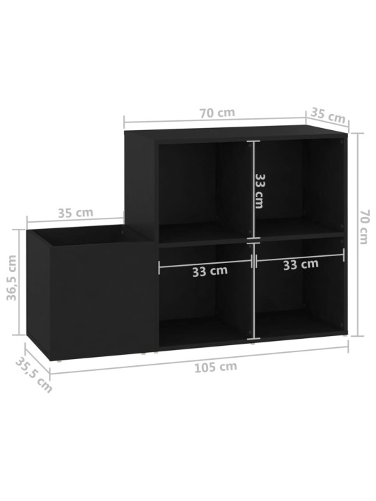 Esiku jalatsiriiul, must, 105x35.5x70 cm, puitlaastplaat