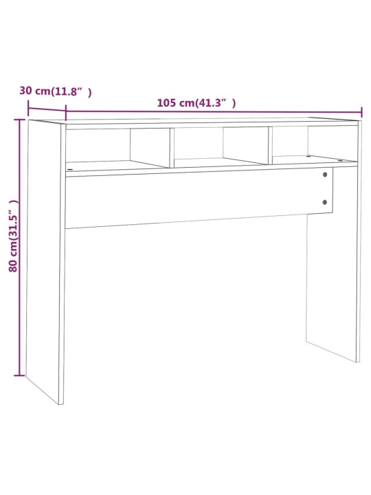 Konsoollaud, valge, 105x30x80 cm, puitlaastplaat