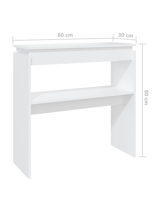 Konsoollaud, valge, 80 x 30 x 80 cm, puitlaastplaat