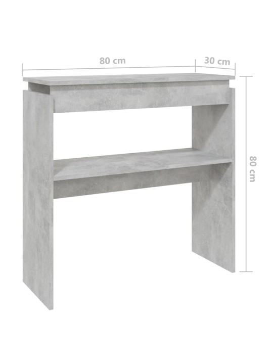 Konsoollaud, betoonhall, 80 x 30 x 80 cm, tehispuit