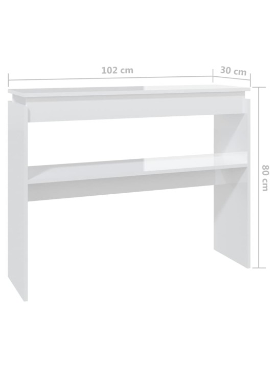 Konsoollaud, kõrgläikega valge, 102x30x80 cm, puitlaastplaat