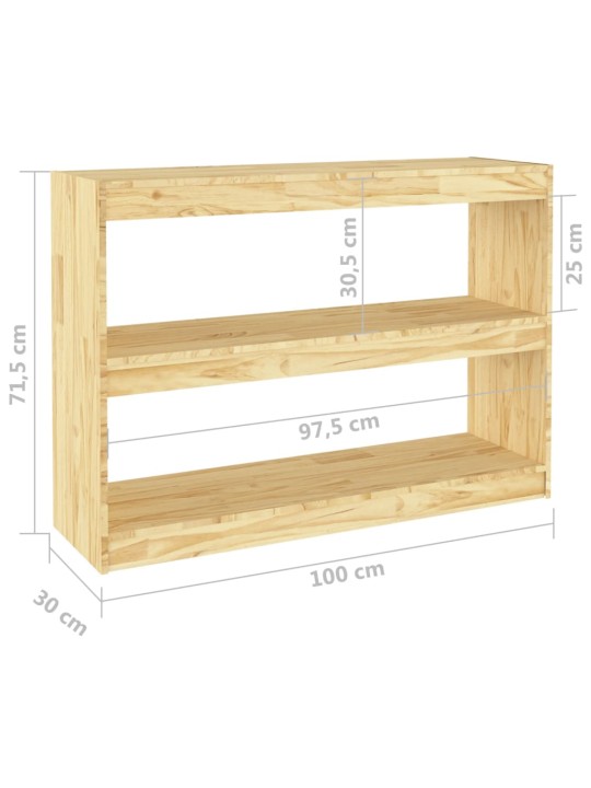 Raamaturiiul/ruumijagaja, 100x30x71,5 cm, täismännipuit