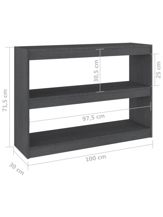 Raamaturiiul/ruumijagaja, hall, 100x30x71,5 cm, mänd