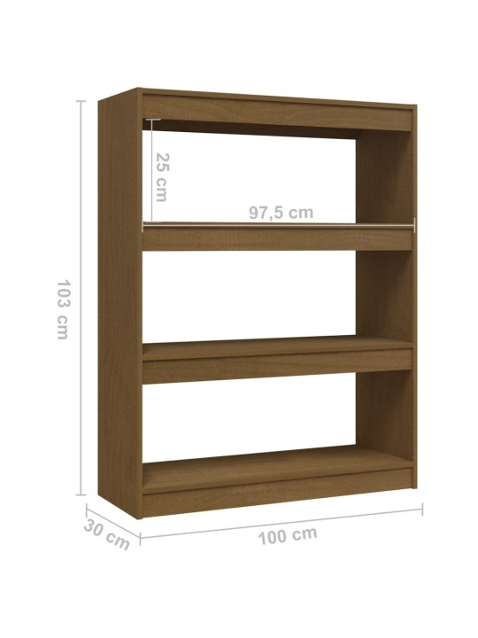 Raamaturiiul/ruumijagaja, meepruun, 100x30x103 cm, männipuit