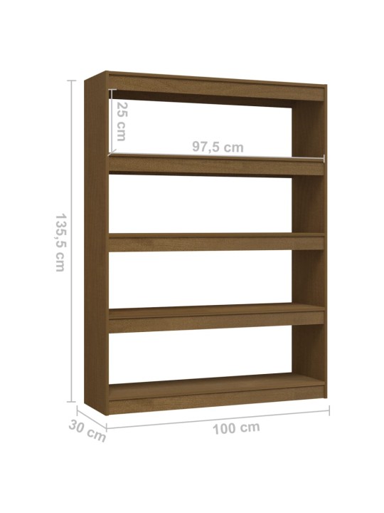 Raamaturiiul/ruumijagaja, meepruun, 100x30x135,5 cm, männipuit