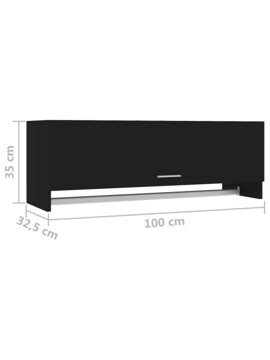 Garderoob, must, 100 x 32,5 x 35 cm, puitlaastplaat