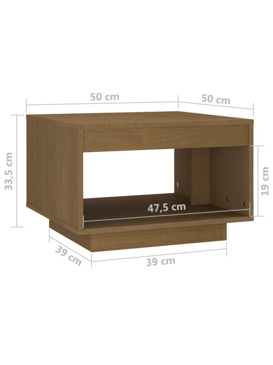 Kohvilaud, meepruun, 50 x 50 x 33,5 cm, täismännipuit