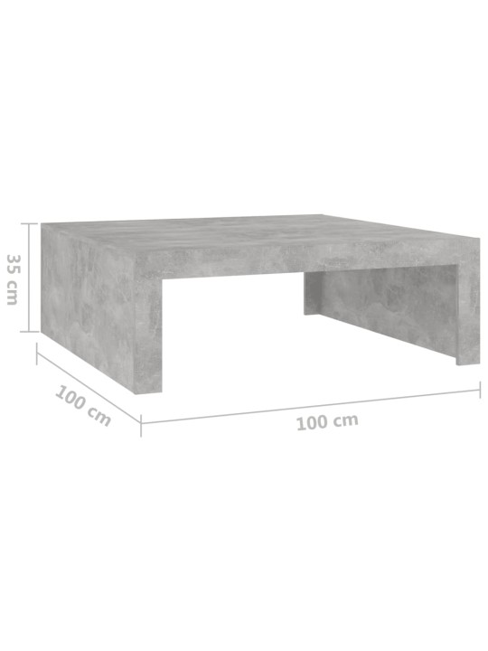 Kohvilaud, betoonhall, 100 x 100 x 35 cm, puitlaastplaat