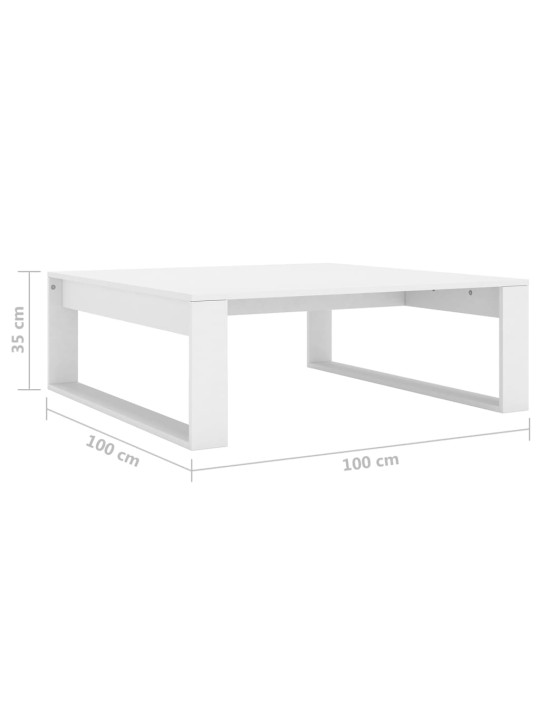 Kohvilaud, valge, 100 x 100 x 35 cm, puitlaastplaat