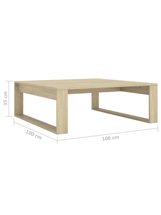 Kohvilaud, sonoma tamm, 100 x 100 x 35 cm puitlaastplaat
