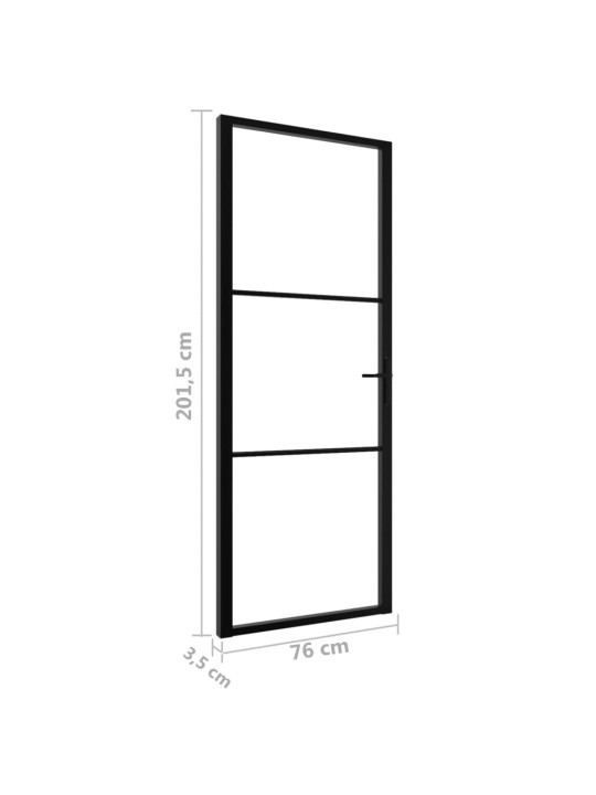 Siseuks, esg klaas ja alumiinium, 76 x 201,5 cm, must