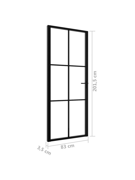 Siseuks, esg klaas ja alumiinium, 83 x 201,5 cm, must
