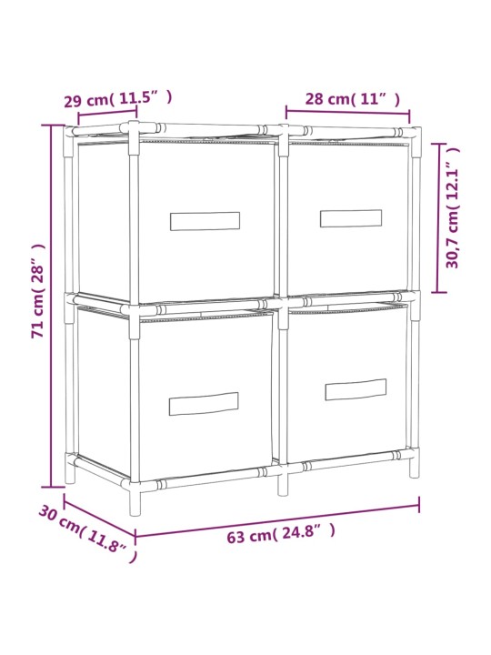 Hoiukapp 4 kangast korviga, kreemjas, 63 x 30 x 71 cm, teras