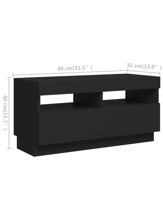 Telerialus LED-tuledega, must, 180 x 35 x 40 cm