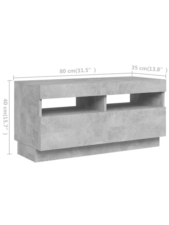 Telerialus LED-tuledega, betoonhall, 180 x 35 x 40 cm