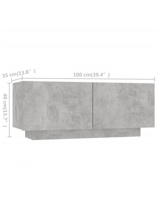 Telerialus LED-tuledega, betoonhall, 180 x 35 x 40 cm