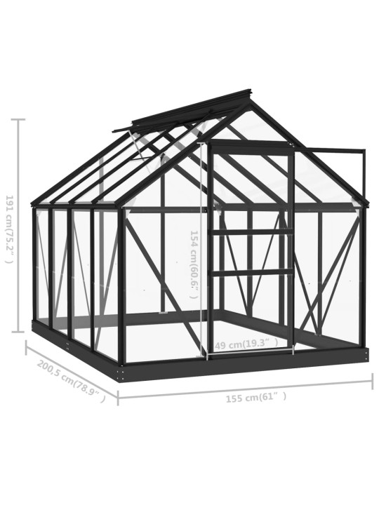 KASVUHOONE ASENDUSRAAM, ANTRATSIIT, 155X103X191 CM, ALUMIINIUM