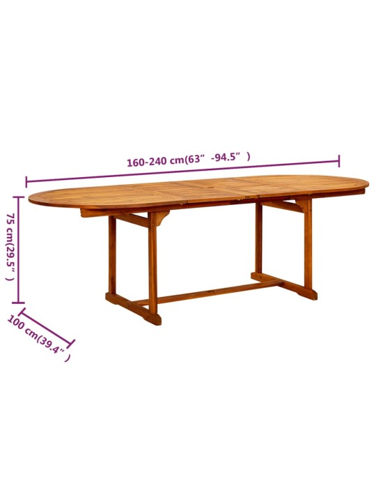 Aia söögilaud (160-240) x 100 x 75 cm, akaatsiapuit