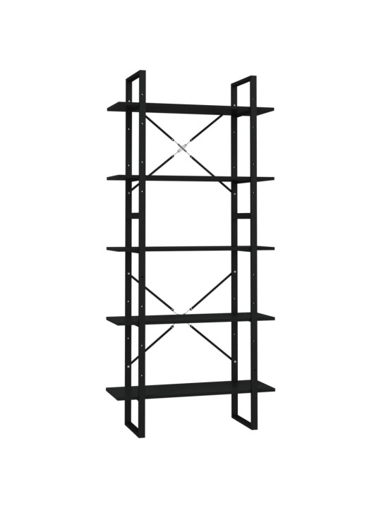 5-korruseline raamaturiiul, must, 80x30x175 cm, tehispuit