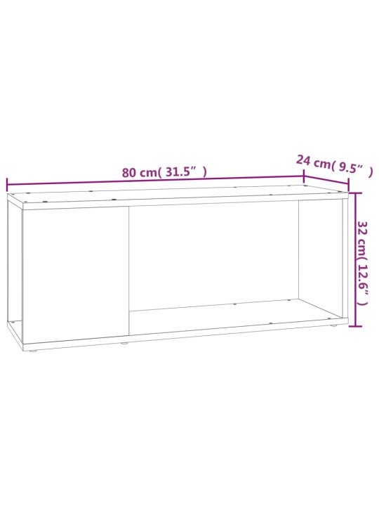 Telerikapp, valge, 80 x 24 x 32 cm, puitlaastplaat