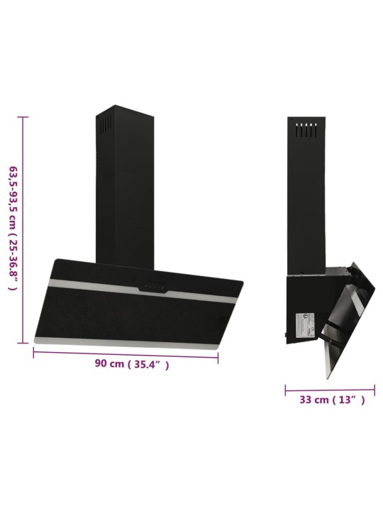 Pliidikubu 90 cm teras ja karastatud klaas must