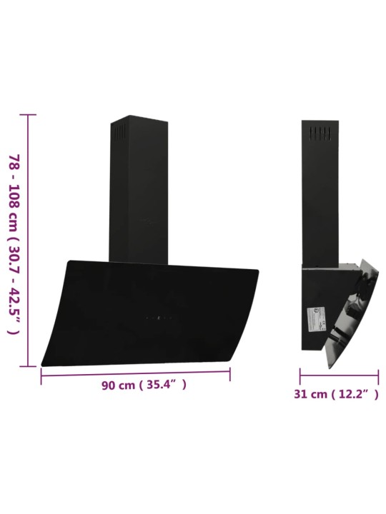 Pliidikubu, 90 cm, teras ja karastatud klaas, must