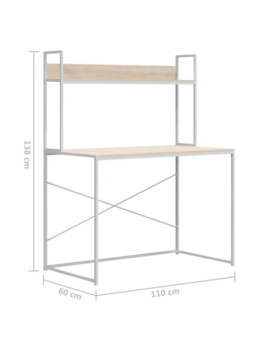 Kirjutuslaud, valge ja tamm 110x60x138 cm puitlaastplaat