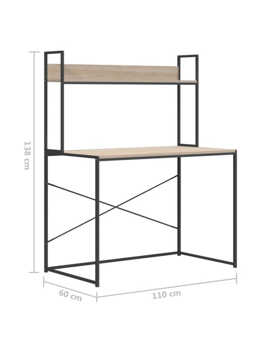 Kirjutuslaud, must ja tamm 110x60x138 cm puitlaastplaat