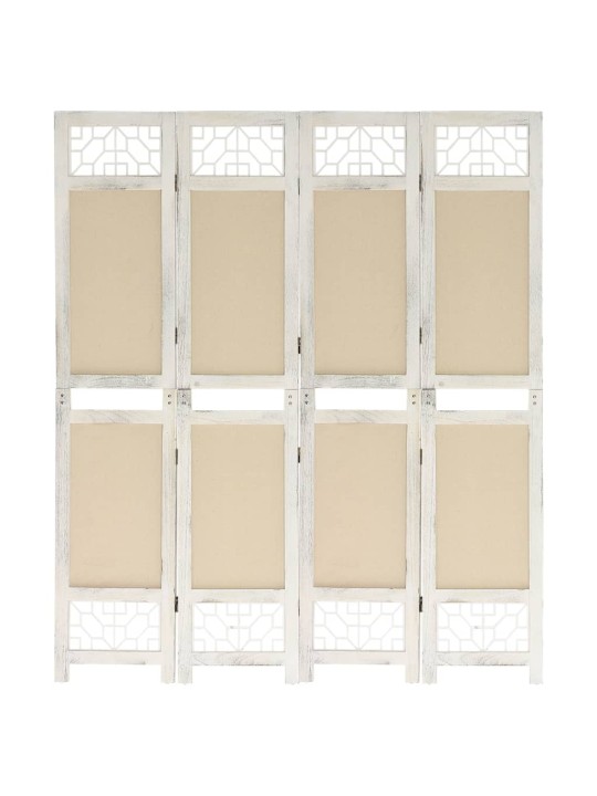 338559 4-panel room divider cream 140x165 cm fabric