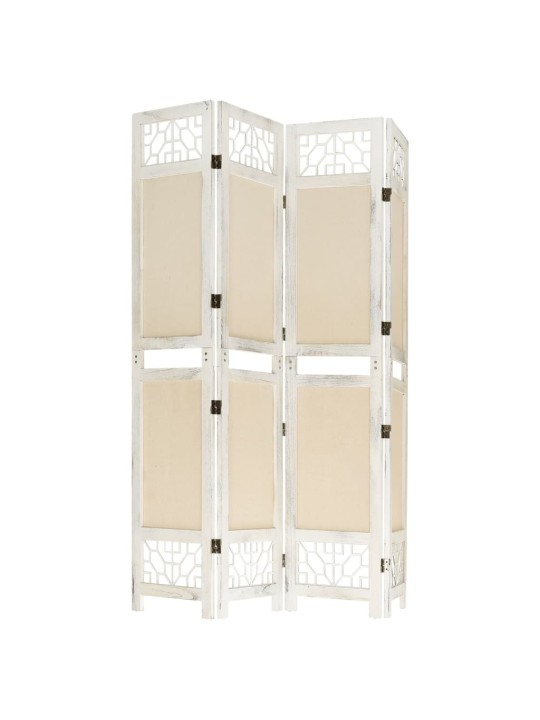 338559 4-panel room divider cream 140x165 cm fabric