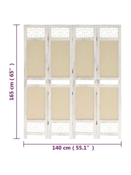 338559 4-panel room divider cream 140x165 cm fabric