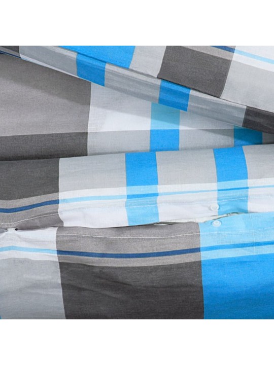 VOODIRIIETE KOMPLEKT, SININE JA HALL, 240 X 220 CM, PUUVILL