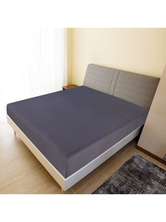 Kummiga voodilinad 2 tk antratsiithall 100x200 cm puuvill