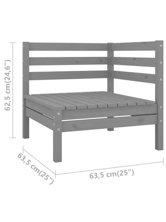 3-osaline aiamööblikomplekt, täismännipuit, hall