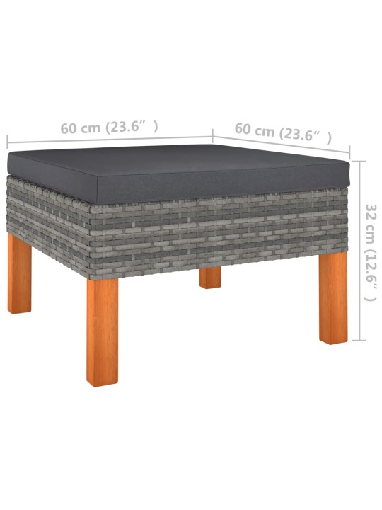 8-osaline aiadiivani komplekt, polürotang, eukalüptipuit, hall