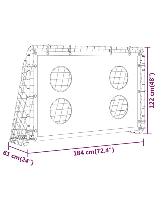 Jalgpalli harjutusvärav, teras, 184 x 61 x 122 cm