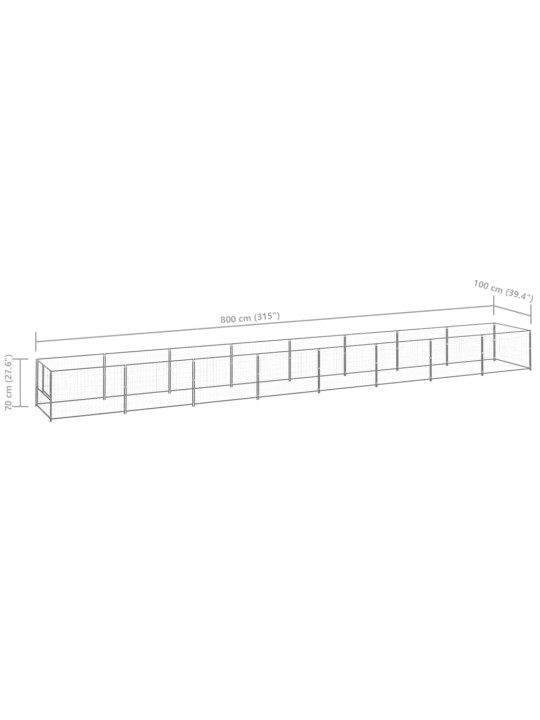 Koeraaedik, hõbe, 8 m², teras