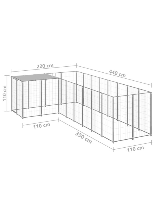 Koeraaedik, hõbedane, 6,05 m², teras