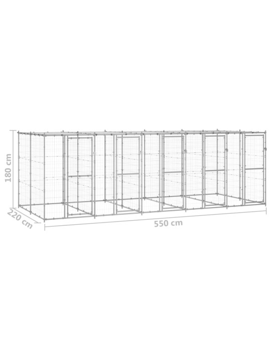 Koeraaedik katusega, tsingitud teras, 12,1 m²