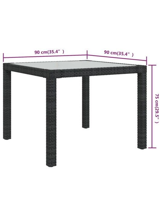 Aialaud 90 x 90 x 75 cm, karastatud klaas ja polürotang, must