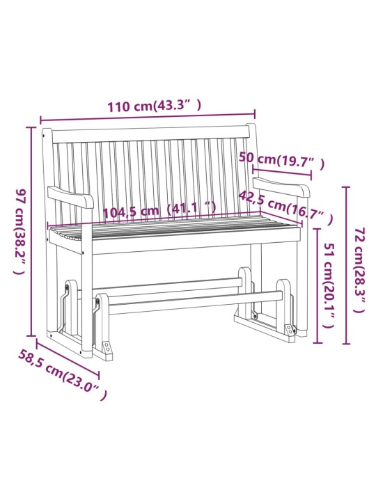 Aia kiikpink, 110 cm, toekas akaatsiapuit