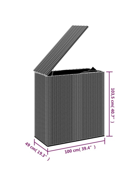 Aia hoiukast, pe rotang, 100x49x103,5 cm, must