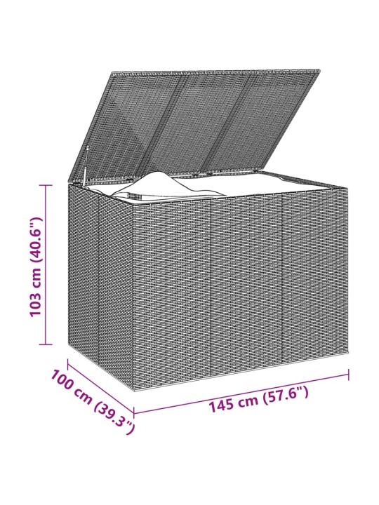 Aia hoiukast, pe rotang, 145x100x103 cm, must