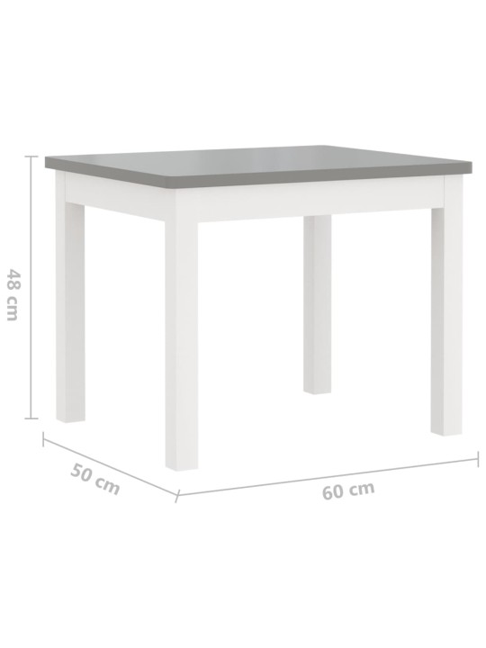 3-osaline lastelaua ja -toolide komplekt, valge ja hall MDF